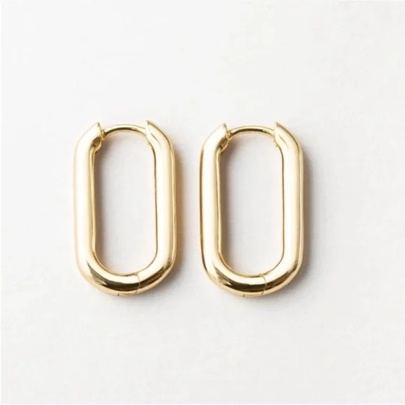 NWOT Carmine Gold Medium Huggie Earrings - Picture 2 of 6